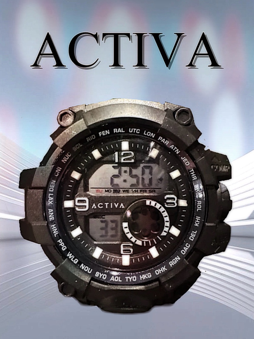 Activa by Invicta 495494 Dual Display Sport Watch in Black